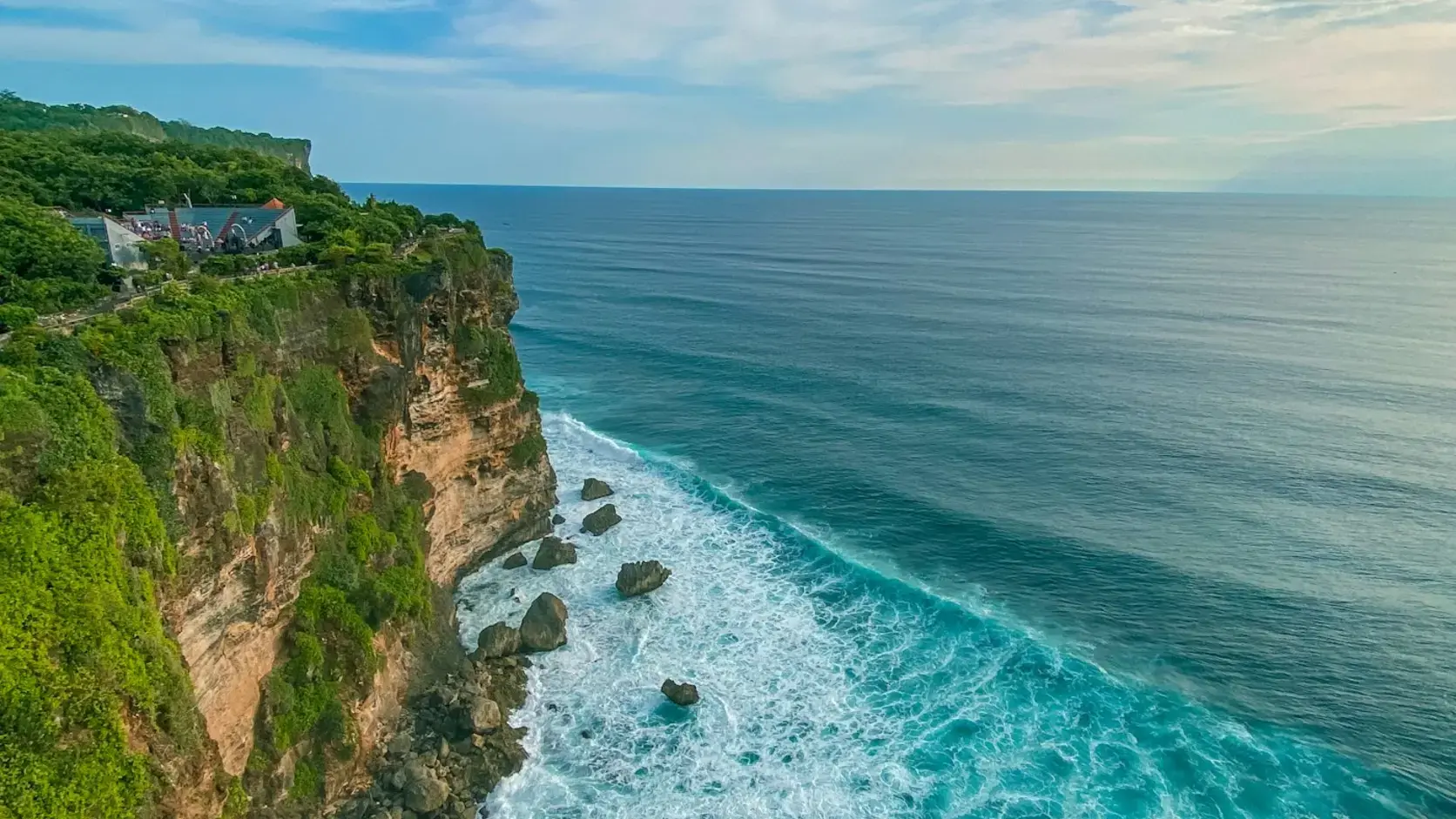 Real view of the Uluwatu coastline in Bali